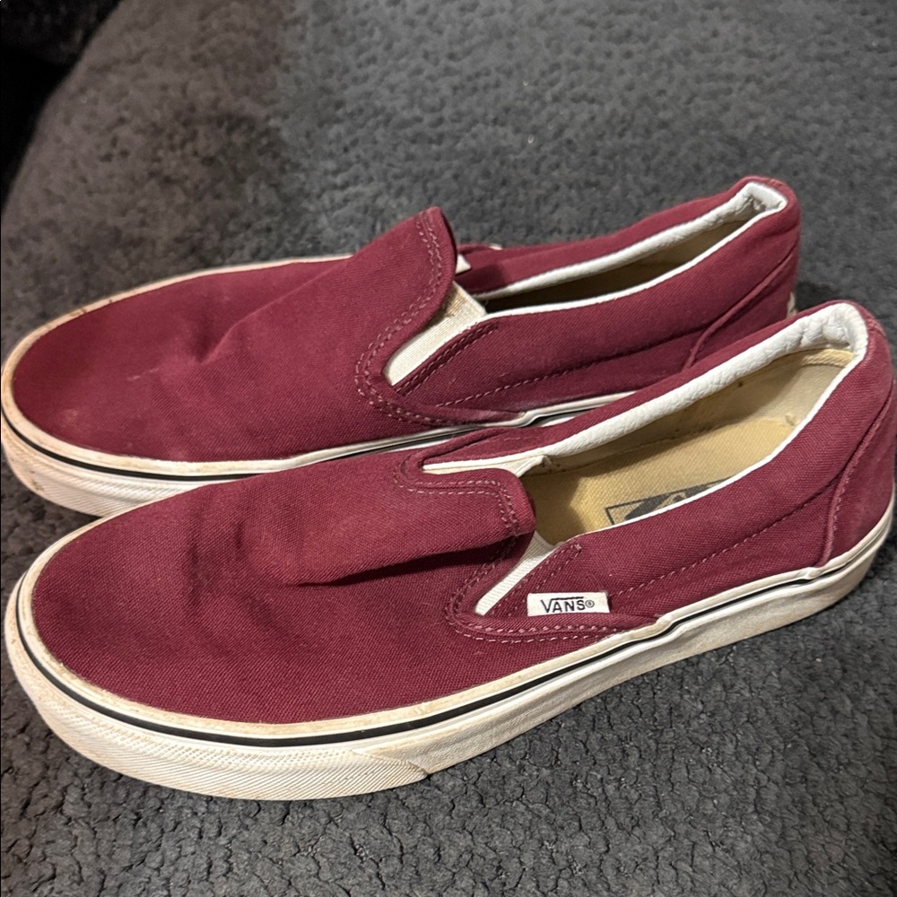 Vans Maroon Canvas Slip-Ons